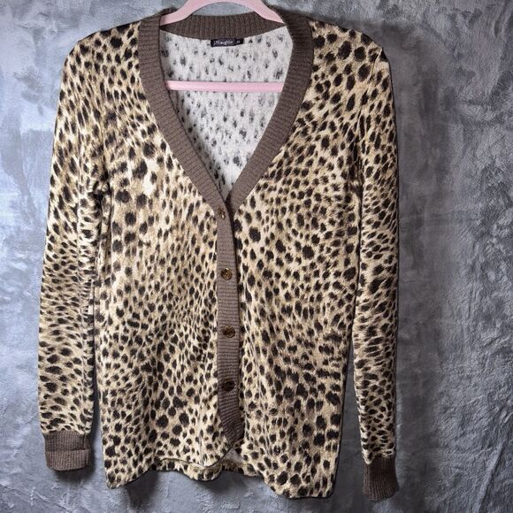 J. McLaughlin Women's Cheetah Print Cardigan Sweater Sz Xs Long Sleeve Button - Picture 1 of 8